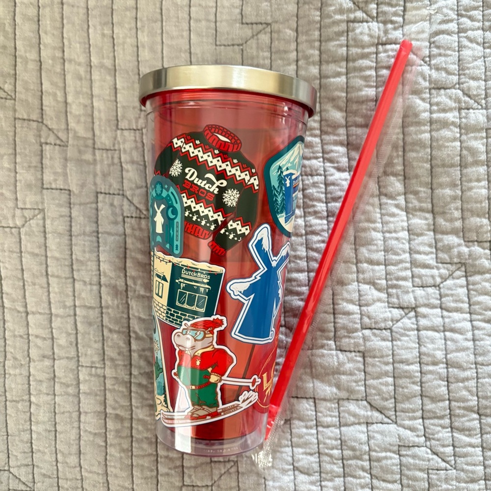 Dutch Bros Holiday Tumbler with Straw